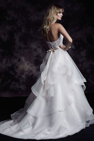 Robe de mariée delicat spécial de col en cœur avec lacets ruchés plongeants - Photo 2