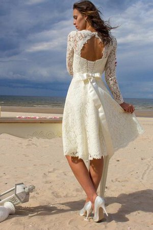 Plissiertes hoher Kragen Spitze Modern Brautkleid mit Rücken Schnürung mit Bordüre - Bild 4