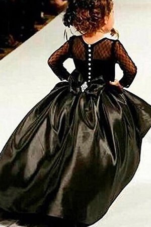 Vestido de Floristas en Satén de Escote redondo de Flores de Manga larga de Fajas - Foto 4
