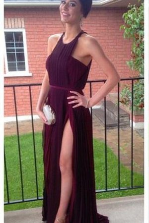 Robe de soirée naturel ligne a avec sans manches avec chiffon - Photo 1
