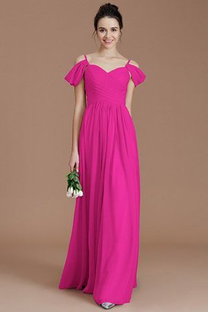 Robe demoiselle d'honneur en chiffon avec sans manches a-ligne ruché avec zip - Photo 17