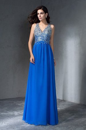 Robe de soirée longue avec sans manches de princesse avec chiffon v encolure - Photo 4