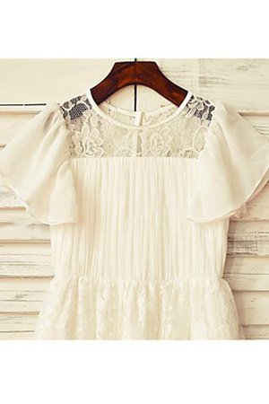 Normale Taille Chiffon Kurze Ärmeln Blumenmädchenkleid mit Blume mit Bordüre - Bild 4