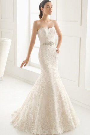 Robe de mariée naturel impressioé de sirène avec nœud manche nulle - Photo 1