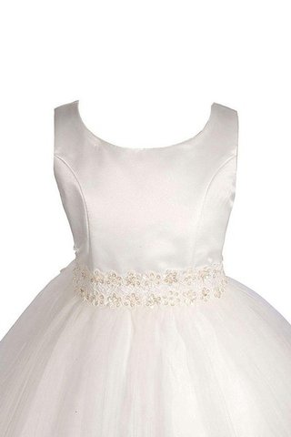 Robe de cortège enfant naturel en organza col u profond en satin avec décoration dentelle - Photo 2