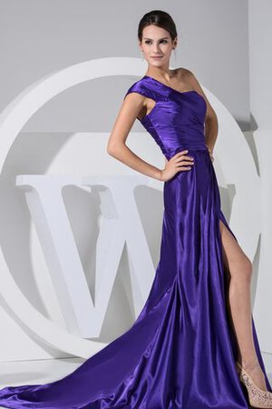 Gerüschtes vorne geschlitztes bodenlanges Abendkleid mit Spaghettiträger - Bild 5