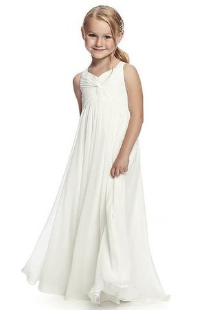 Robe de cortège enfant de princesse manche nulle avec fleurs en chiffon a-ligne - Photo 1