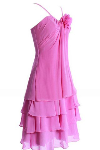 Robe de cocktail courte bandouliere spaghetti avec gradins avec sans manches avec chiffon - Photo 2