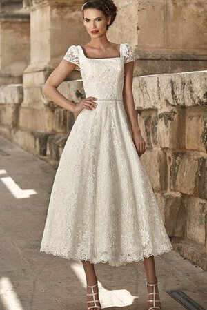 Abito da Sposa Sotto Ginocchio Allacciato Vintage Moderno con Manica Corte Quadrato - Foto 1