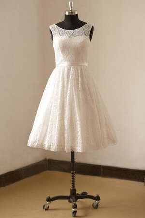 Abito da Sposa Semplice A-Line Senza Maniche in Pizzo con Fusciacca Sotto Ginocchio - Foto 1
