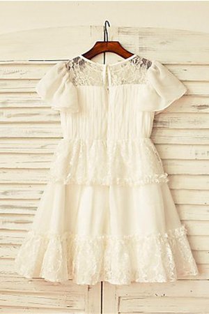 Normale Taille Chiffon Kurze Ärmeln Blumenmädchenkleid mit Blume mit Bordüre - Bild 3