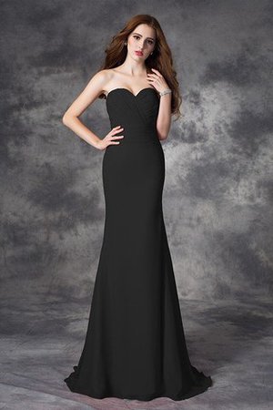 Robe demoiselle d'honneur longue naturel de sirène avec chiffon ruché - Photo 2