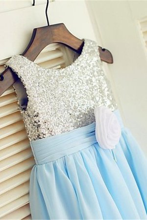 Robe de cortège enfant manche nulle encolure ronde avec fleurs en chiffon ligne a - Photo 6