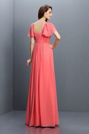 Halbe Ärmeln Herz-Ausschnitt Plissiertes Bodenlanges Brautjungfernkleid aus Chiffon - Bild 30