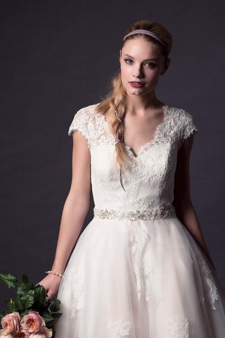 Abito da Sposa con Manica Corte Elegante Semplice originale in Pizzo in Chiffon - Foto 2