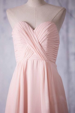 Abito da Damigella Lungo Naturale in Chiffon Cerniera con Criss-cross Senza Maniche - Foto 2
