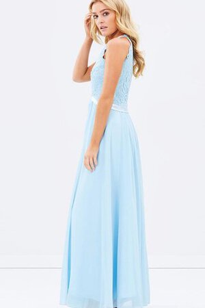A-Line Chiffon plissiertes bodenlanges Brautjungfernkleid mit Reißverschluss mit Bordüre - Bild 3
