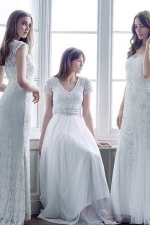Abito da Sposa con paillette Tubino in Pizzo con Perline Romantico con Applique - Foto 8