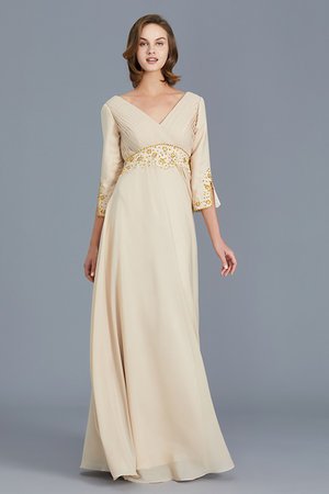 Robe mère de mariée honorable de col en v de lotus longueur au ras du sol de princesse - Photo 4