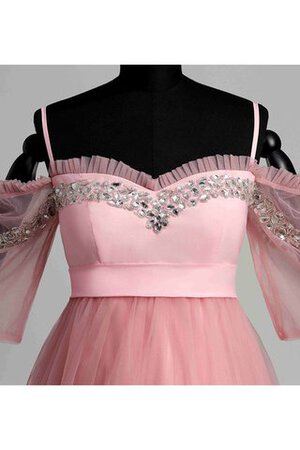 Gerüschtes Perlenbesetztes Sweep train halbe Ärmeln romantisches Ballkleid aus Tüll - Bild 6