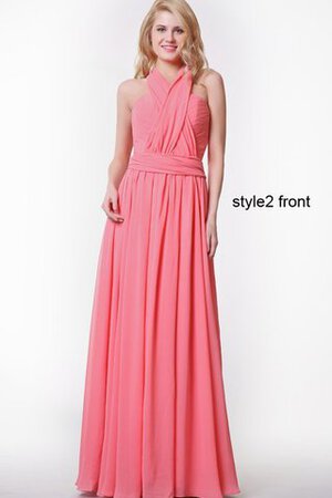 Robe demoiselle d'honneur plissé simple avec zip de lotus ruché - Photo 4