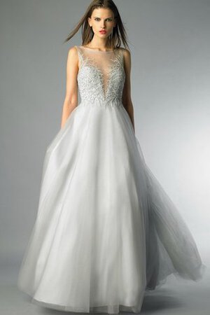 Robe de bal naturel ligne a avec sans manches de col bateau textile en tulle - Photo 3