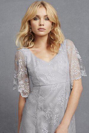 Robe demoiselle d'honneur romantique ligne a avec décoration dentelle manche nulle de col en v - Photo 7