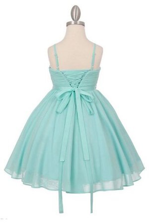 A-Line plissiertes Chiffon gerüschtes wadenlanges langes Blumenmädchenkleid - Bild 2