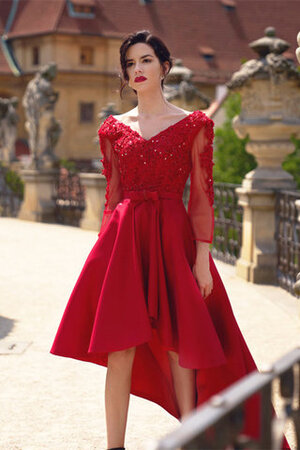 Robe de graduation avec perle joli de col en v romantique exclusif - Photo 1