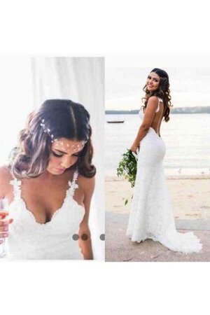 Abito da Sposa a Spiaggia in pizzo in Pizzo Schiena Nuda seducente Elegante - Foto 1