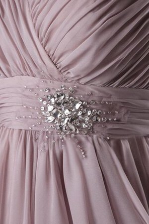 Abito da Damigella Lungo con Perline in Chiffon alta vita con Festone A-Line - Foto 5