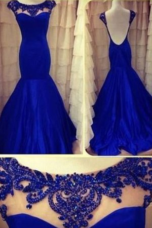 Schaufel-Ausschnitt Perlenbesetztes Bodenlanges Schlichtes Abendkleid mit Offenen Rücken - Bild 1