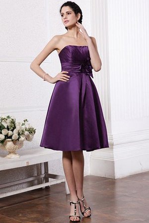 A Linie Elastischer Gewebter Satin Normale Taille Knielanges Kurzes Brautjungfernkleid - Bild 14