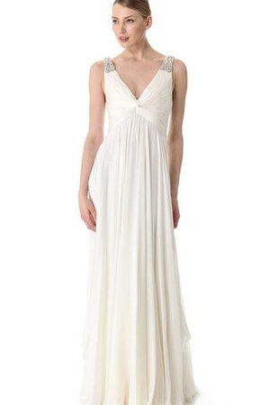 Empire Taille Perlenbesetztes Beach Stil Spaghetti Träger langes einfaches Brautkleid - Bild 1