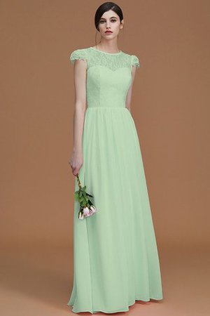 Robe demoiselle d'honneur naturel ligne a fermeutre eclair en chiffon col ras du cou - Photo 32