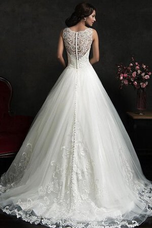 Abito da Sposa in pizzo in Tulle Senza Maniche A-Line Romantico Coda A Strascico Cappella - Foto 2