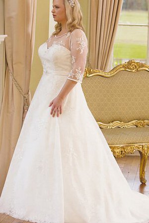 Abito da Sposa con Piega con Fusciacca in pizzo in Raso favola con Nastro - Foto 1