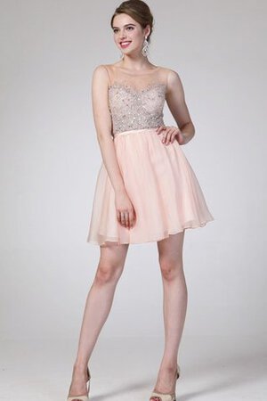 Ärmelloses Chiffon Juwel Ausschnitt prächtiges kurzes Abschlusskleid mit Rüschen - Bild 1