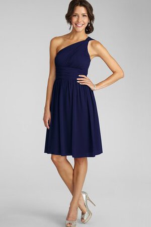 Ein Schulter trägerloser Ausschnitt Chiffon A-Line mini Brautjungfernkleid - Bild 8