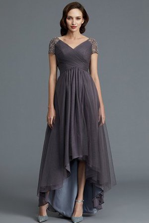 Robe mère de mariée de princesse avec manche courte en tulle ligne a asymétrique - Photo 1