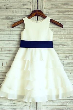 Robe de cortège enfant avec fleurs de lotus en chiffon col u profond a-ligne - Photo 1