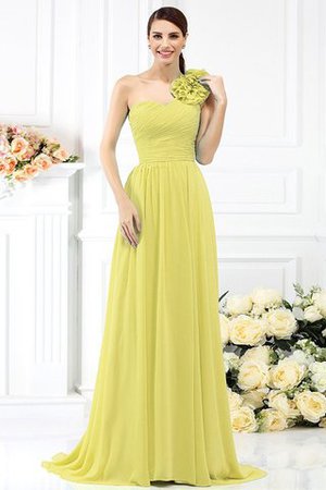 Robe demoiselle d'honneur plissage avec fleurs avec chiffon ligne a au drapée - Photo 8
