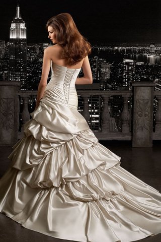 Satin trägerloser Ausschnitt Meerjungfrau pick up bodenlanges Brautkleid - Bild 2