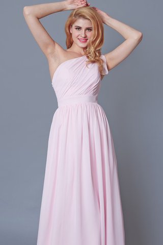 Robe demoiselle d'honneur plissé d'épaule asymétrique de lotus ruché avec chiffon - Photo 2