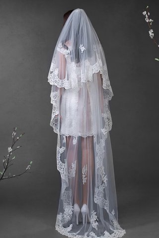 Abito da Sposa A Terra con Applique Corto Coda A Strascico Cappella in Pizzo Cappellino - Foto 2