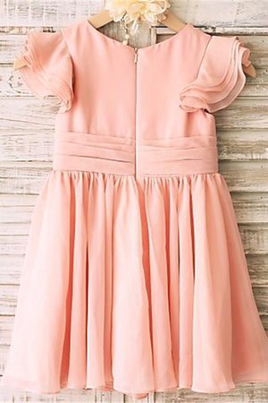 Chiffon Normale Taille Schaufel-Ausschnitt Prinzessin Blumenmädchenkleid mit Kurzen Ärmeln - Bild 2