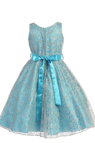 Robe de cortège enfant avec zip en dentelle ligne a avec perle de longueur à genou - Photo 2