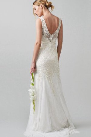 Abito da Sposa con paillette Tubino in Pizzo con Perline Romantico con Applique - Foto 2