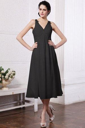 Vestido de Dama de Honor de Natural de Apliques de Corto de Escote en V - Foto 3