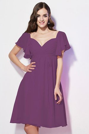 Robe demoiselle d'honneur bref en chiffon avec manche courte collant de lotus - Photo 5